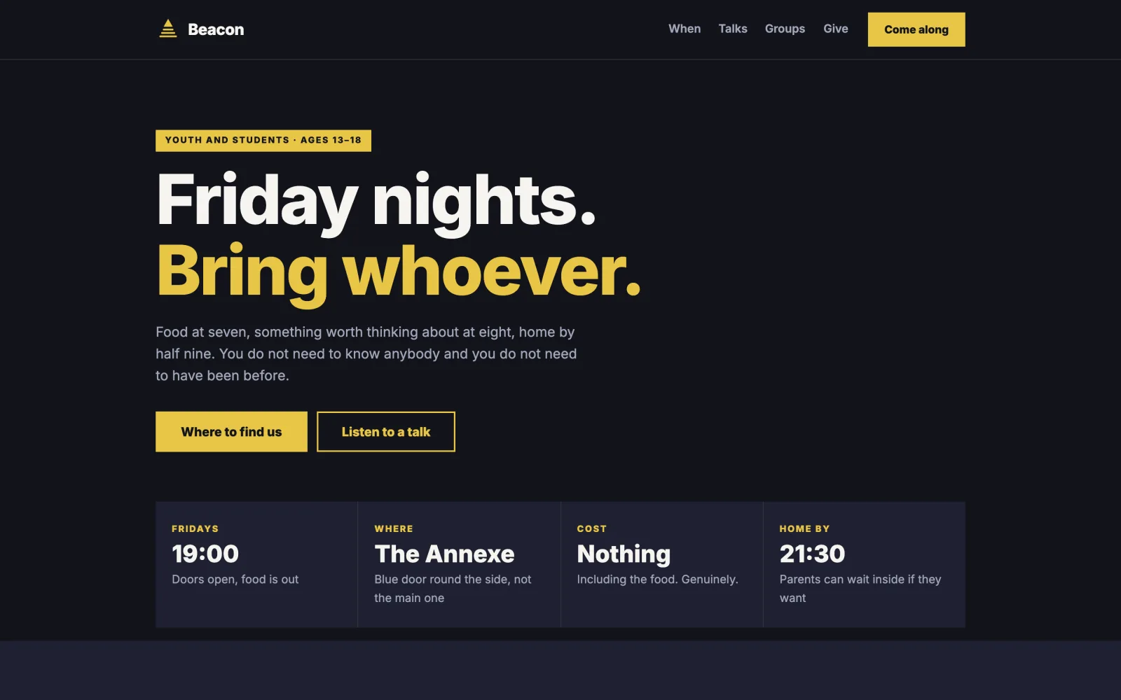 Beacon template — desktop view