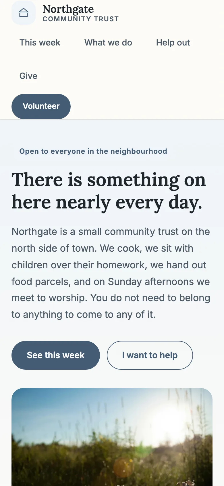 Community template — mobile view