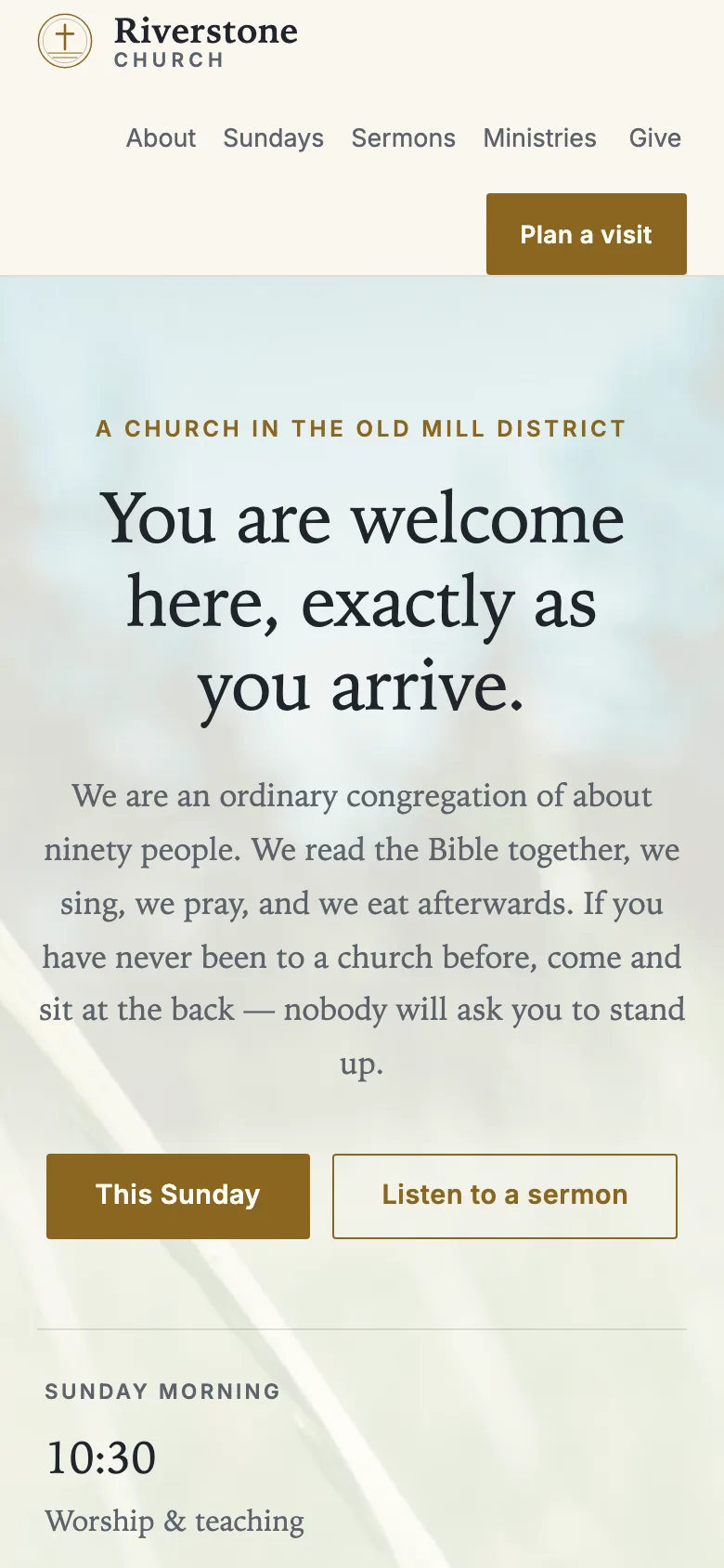 Grace template — mobile view