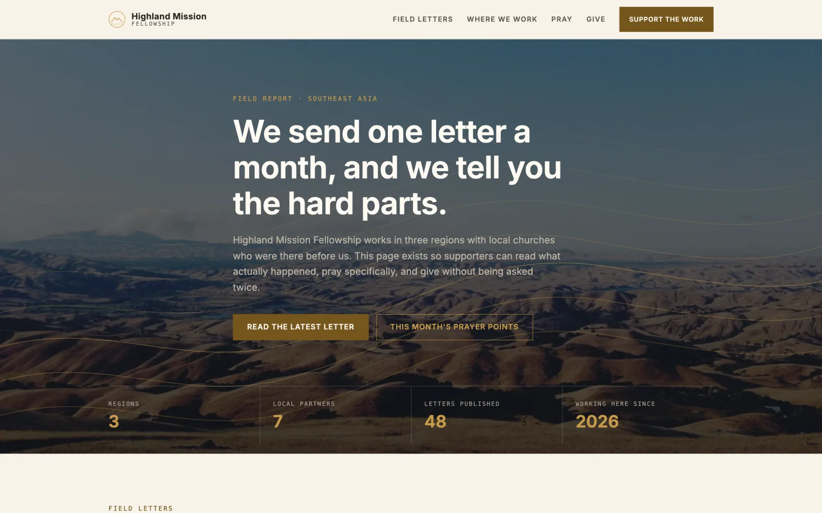 Mission template — desktop view