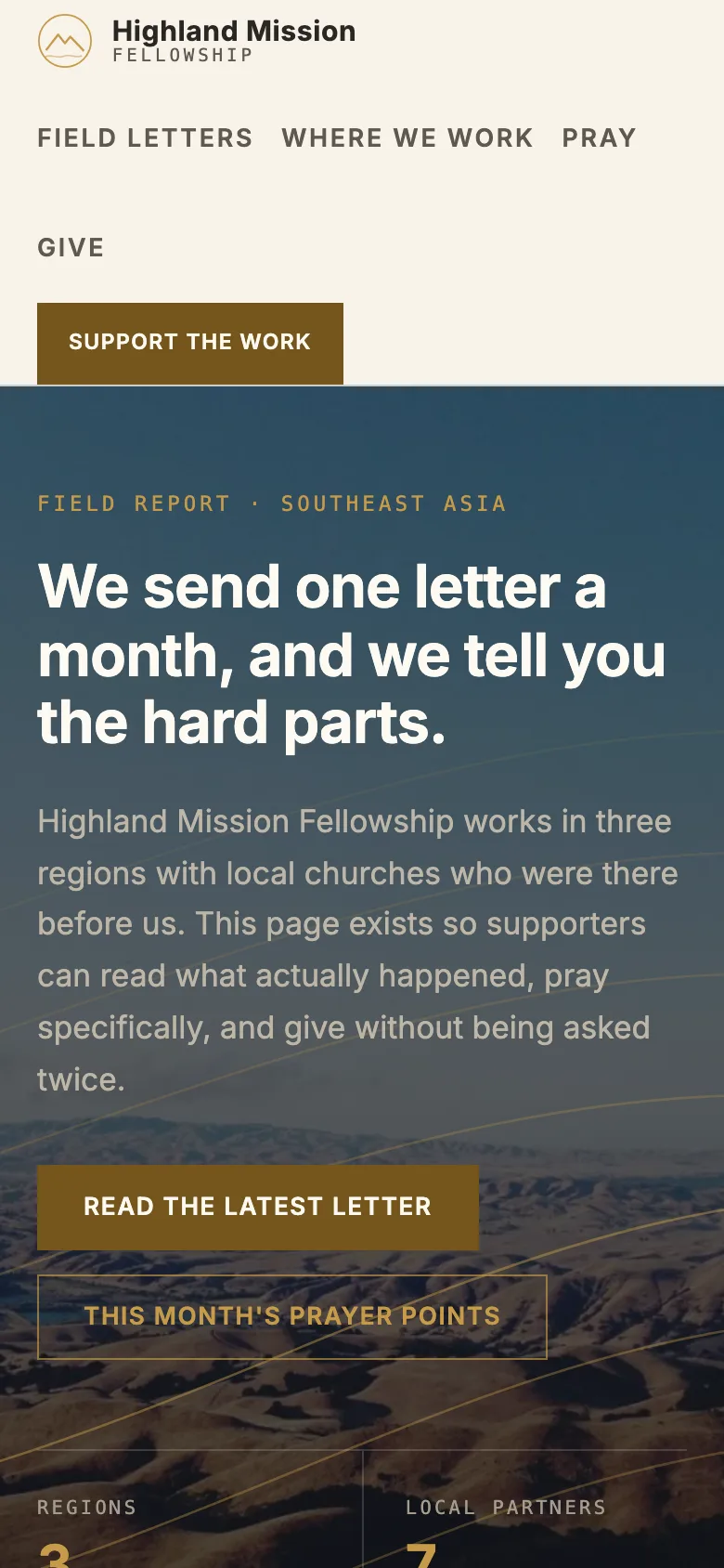 Mission template — mobile view