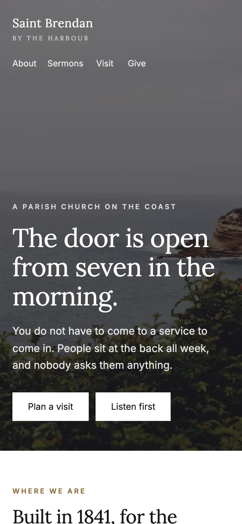 Sanctuary template — mobile view