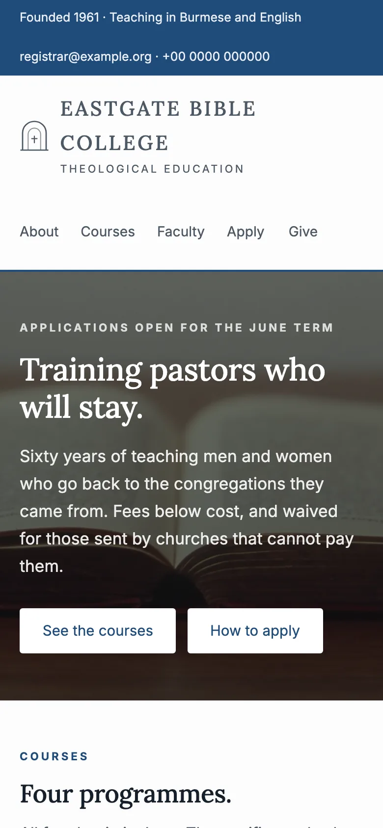 Scholar template — mobile view