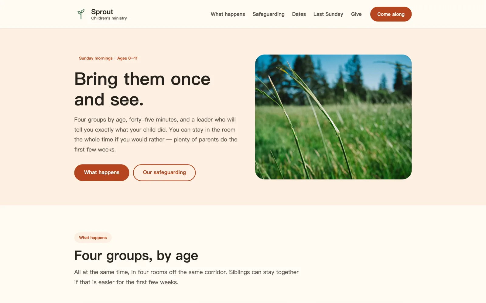 Sprout template — desktop view