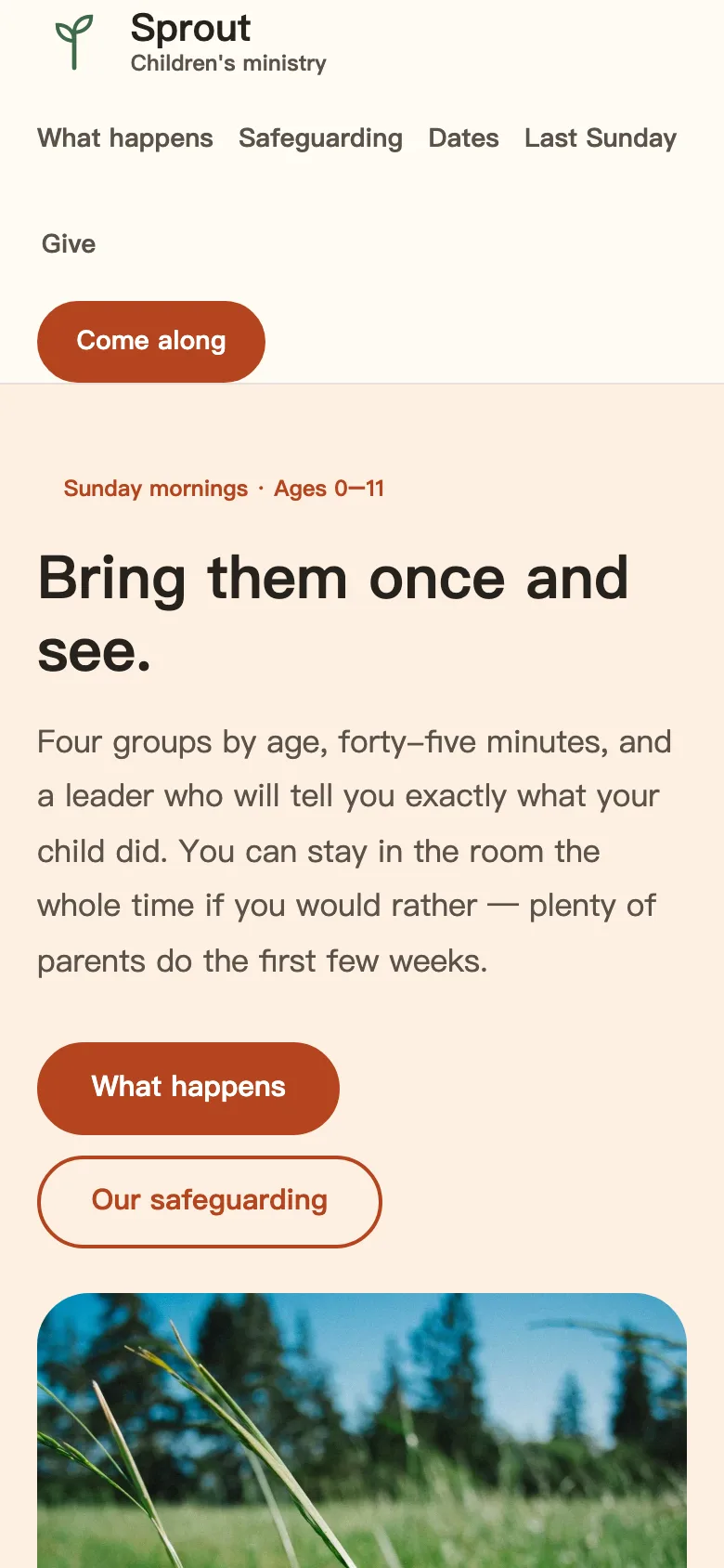 Sprout template — mobile view