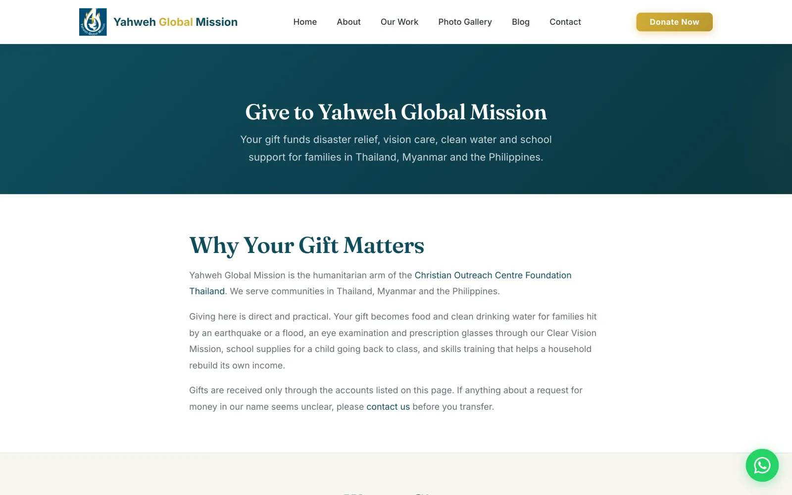Yahweh Global Mission — donate